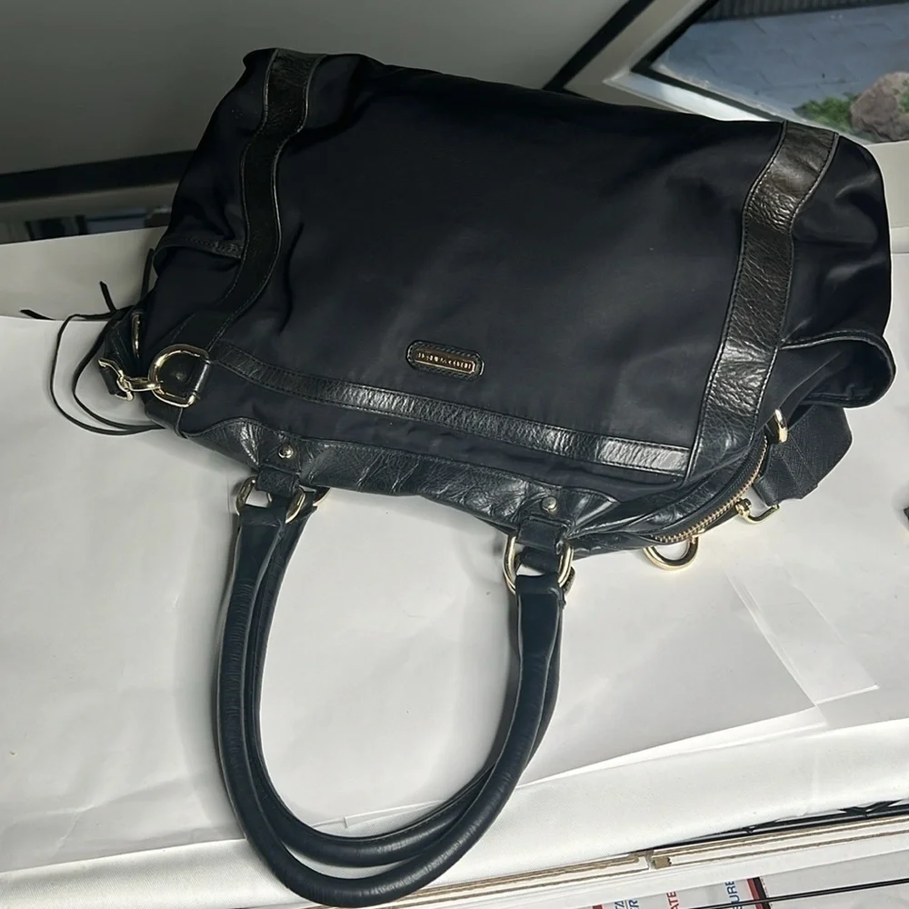Rebecca Minkoff Knocked Up Diaper Bag Black Nylon & Leather